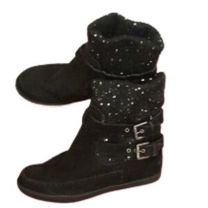 NWOB G by Guess GG Riesling Two Buckle Sequin Mid-Ankle Boots Size 9.5 Medium